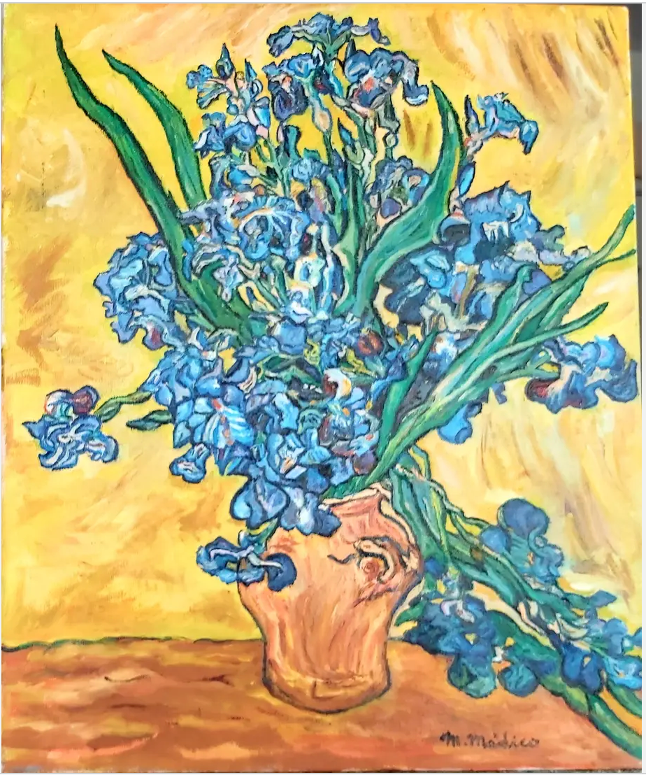 Reproducción de los Lirios de Van Gogh
