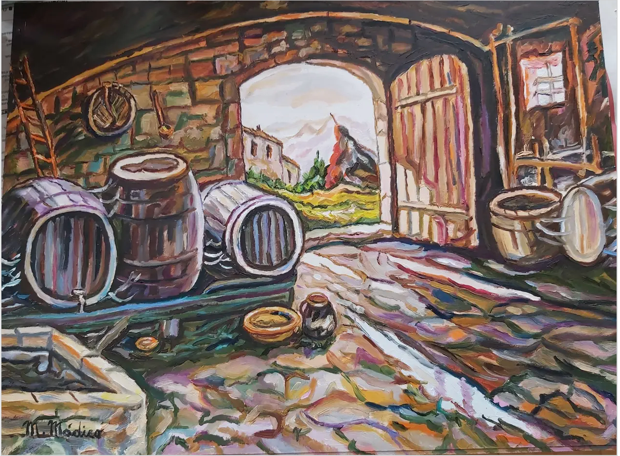 Bodega con Barricas de Vino