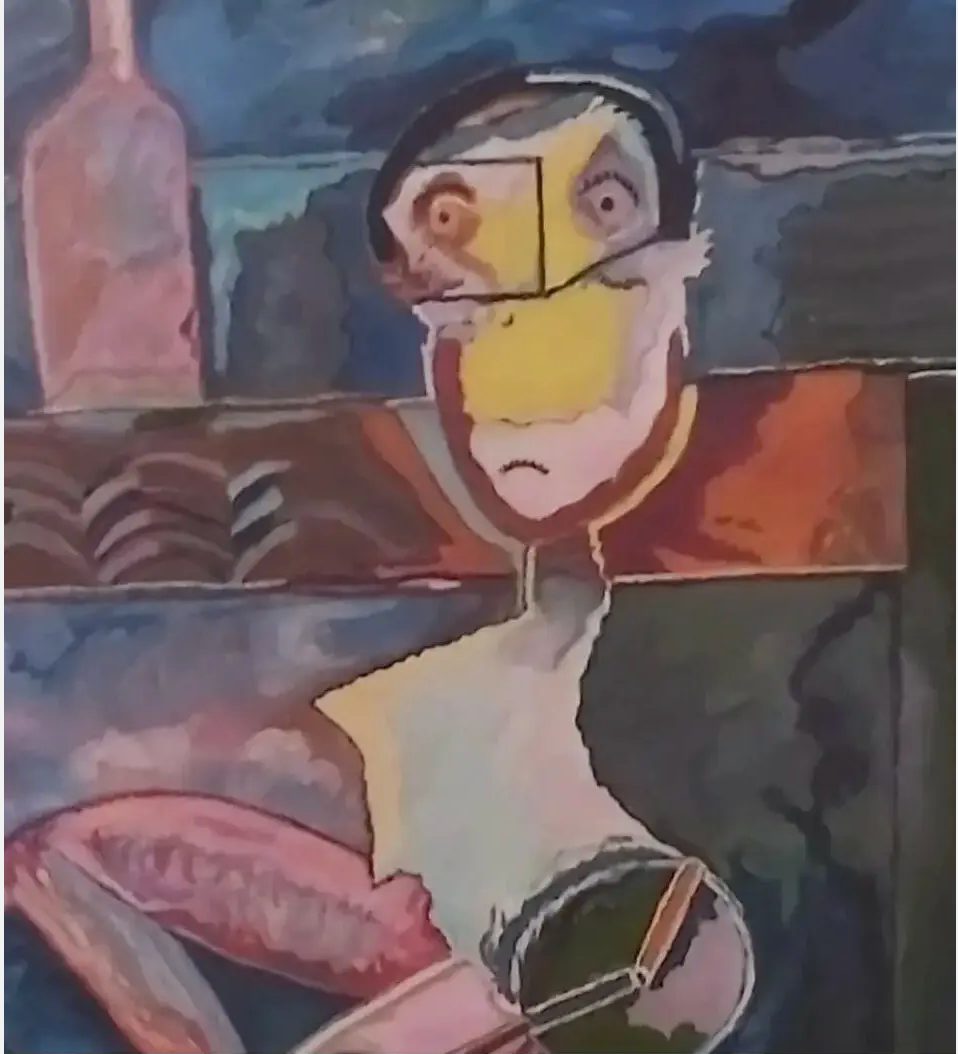 Reproducción del cuadro del alcohólico de Luis Gordillo