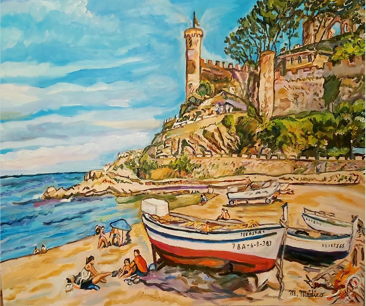 Castillo y playa de Tossa de Mar ( Costa Brava ) Gerona